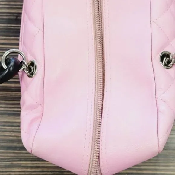 Chanel pink black quilter leather Cambon bowler tote bag / shoulder bag - Picture 6 of 16